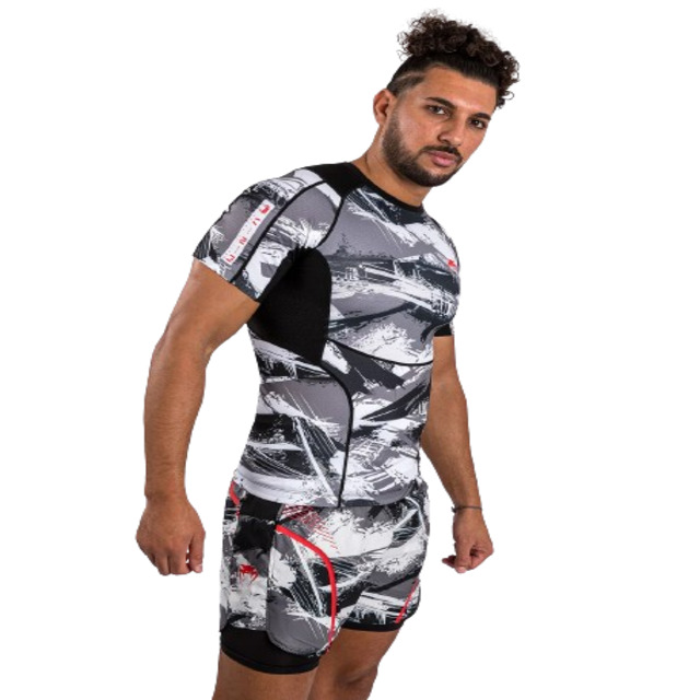 Venum Electron 3.0 Short Sleeve Rashguard - Grey/Red