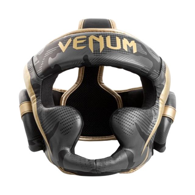 Venum Elite Boxing Headgear - Dark camo/Gold