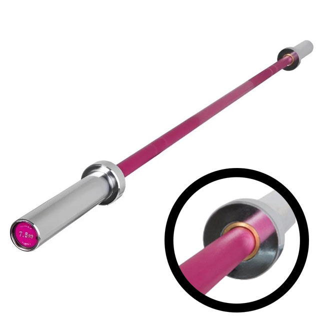 BARRA OLIMPICA SELLADA ROSA 1.83 MTS CAPACIDAD 150LB CO...