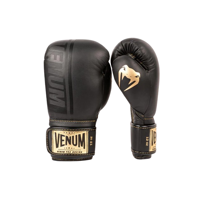 Venum Shield Pro Boxing Gloves Velcro - Black/Black-Gol...