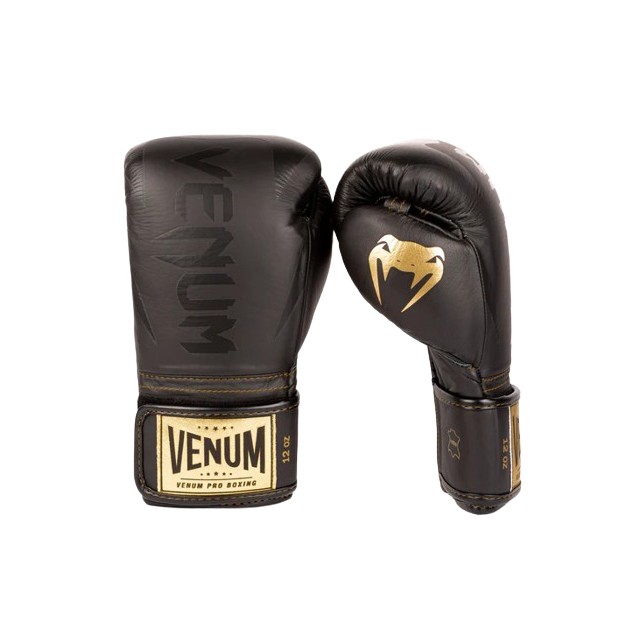 Venum Hammer Pro Boxing Gloves Velcro - Black/Black-Gol...