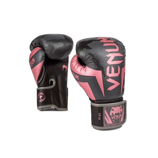 Venum Elite Boxing Gloves - Black/Pink Gold