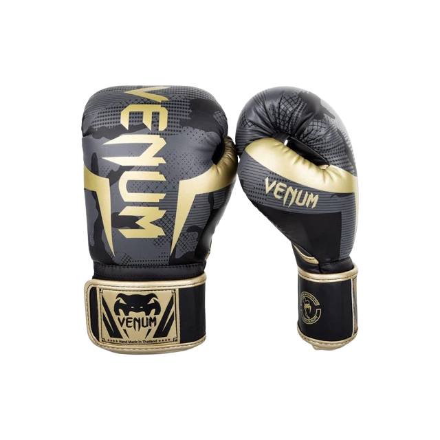 Venum Elite Boxing Gloves - Dark camo/Gold